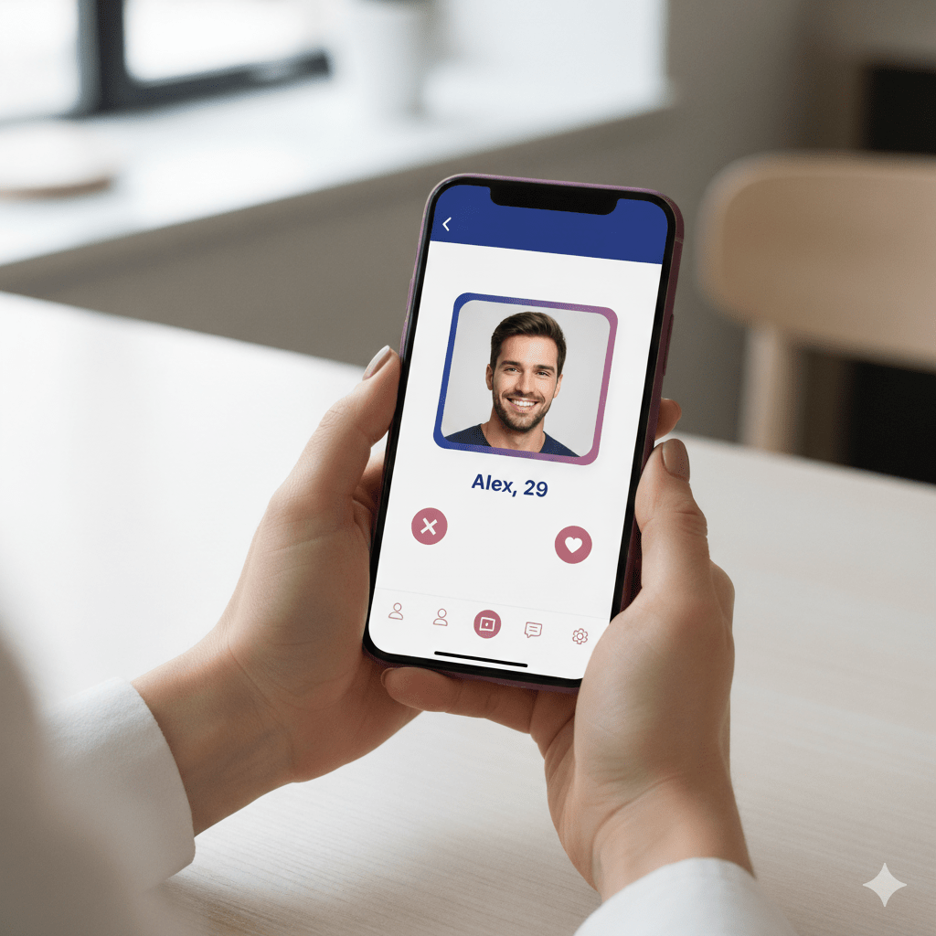 Dating app on a mobile device
